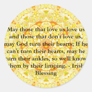 Humourous Irish Blessing from IRELAND Classic Round Sticker
