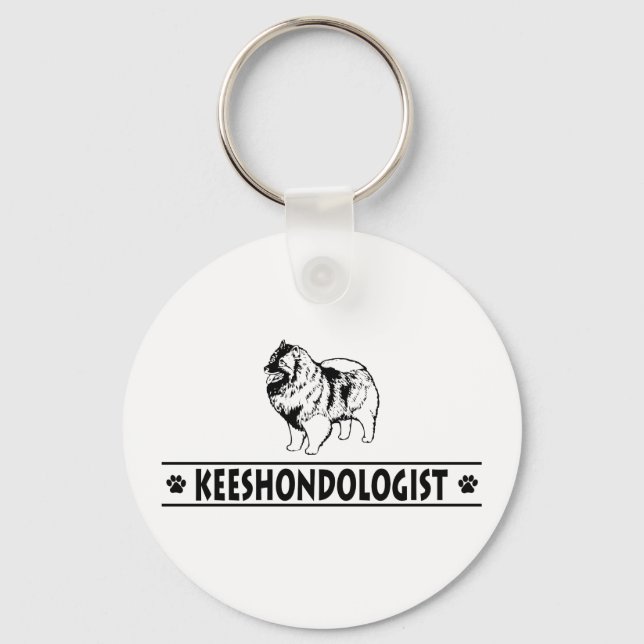 Humourous Keeshond Key Ring (Front)