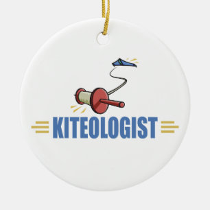 Humourous Kite Flying Ceramic Ornament