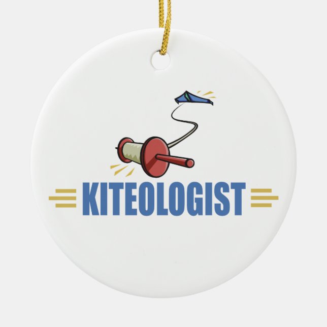 Humourous Kite Flying Ceramic Ornament (Front)