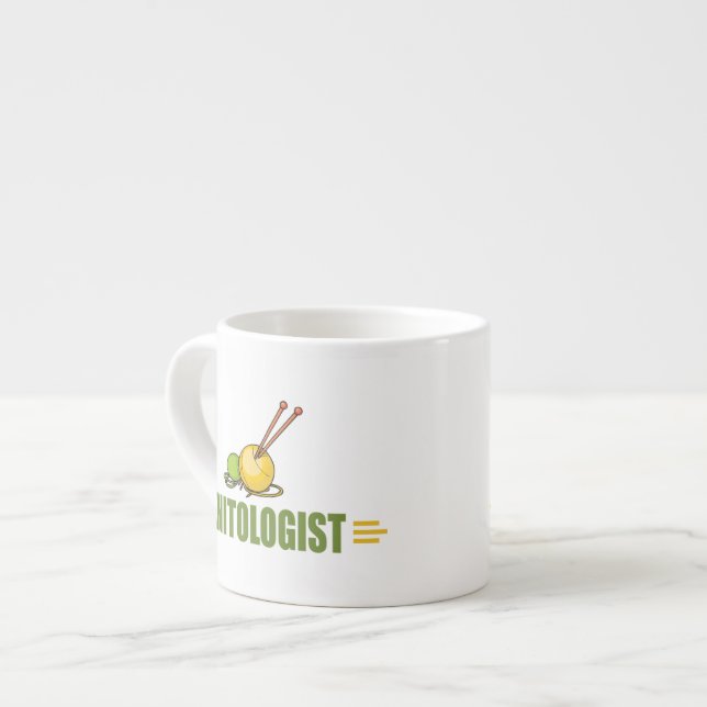 Humourous Knitting Espresso Cup (Front Left)