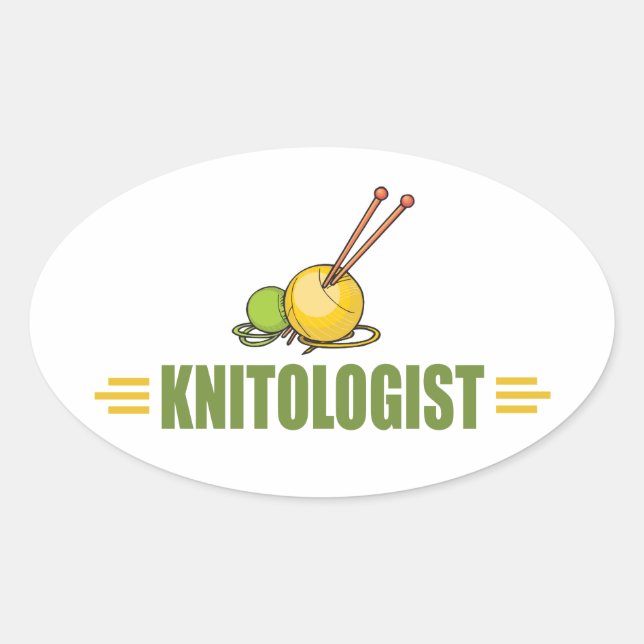 Humourous Knitting Oval Sticker (Front)