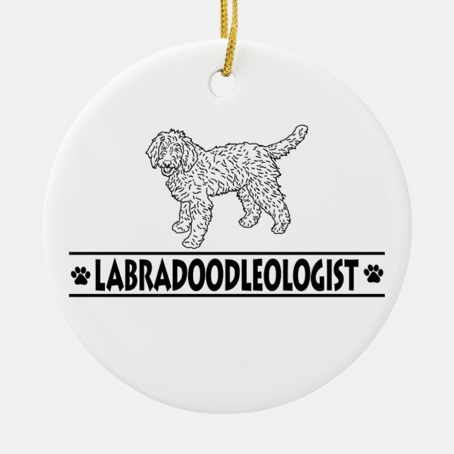 Humourous Labradoodle Ceramic Ornament (Front)