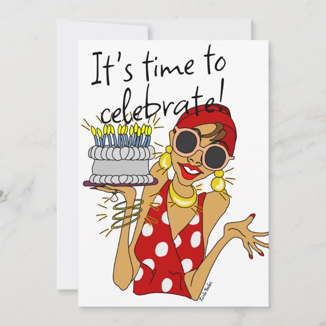 Humourous Lady Cartoon Party Invitation (Front)