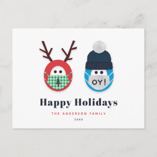 Humourous Masked Christmas and Hanukkah Holiday Postcard
