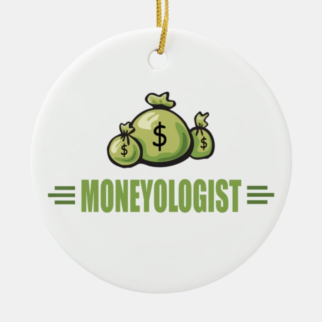 Humourous Money Ceramic Tree Decoration (Front)