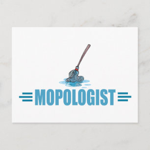 Humourous Mop Mopping Postcard
