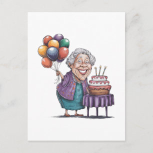 Humourous Nana Bday Party Balloon Art Holiday Postcard