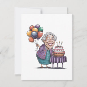 Humourous Nana Bday Party Balloon Art Thank You Card