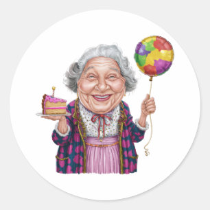 Humourous Nana Birthday Cake Slice Classic Round Sticker