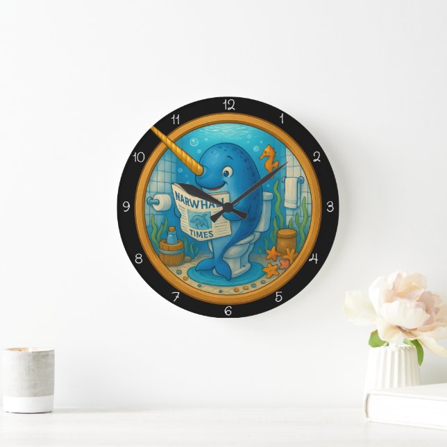Humourous Narwhal Bathroom Clock (Home)