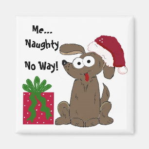 Humourous Naughty Dog Christmas Cartoon Magnet