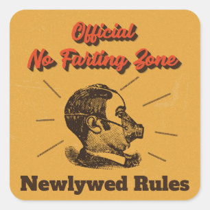 Humourous No Farting Zone Vintage Yellow Square Sticker