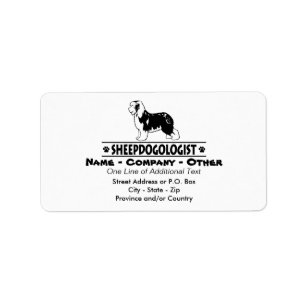 Humourous Old English Sheepdog Label