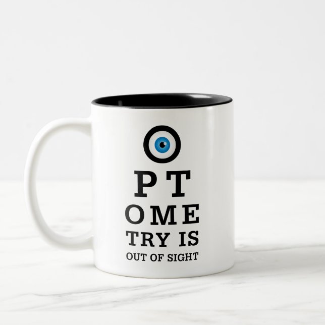 Humourous Optometry Out of Sight Two-Tone Coffee Mug (Left)