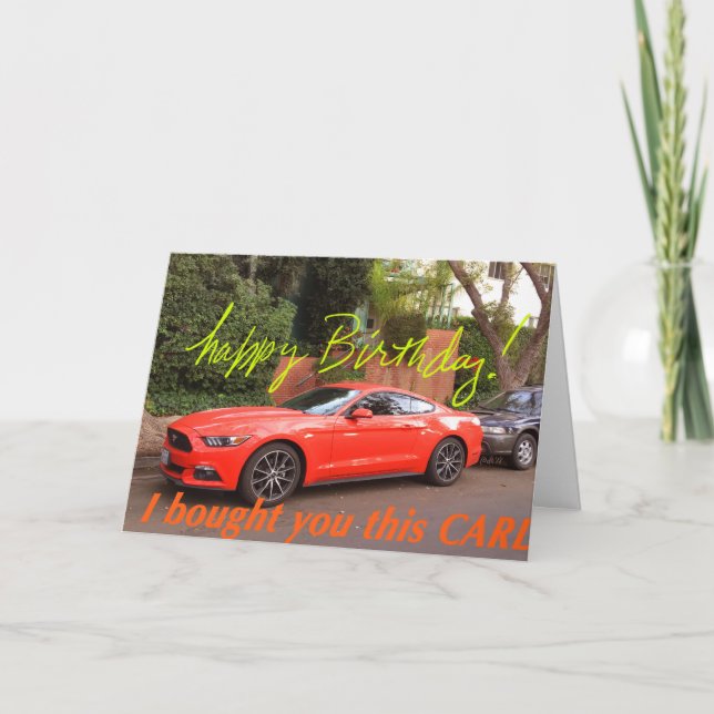 Humourous Orange Car Birthday Card (Front)
