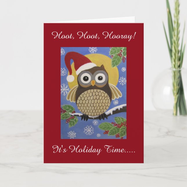 Humourous Owl, Holiday card (Front)