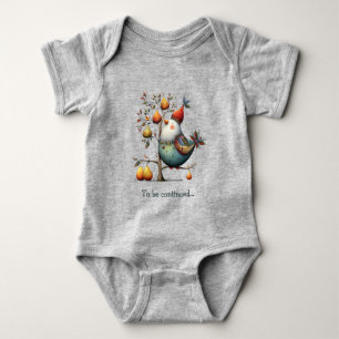 Humourous Partridge in a Pear Tree Whimsical Baby Bodysuit