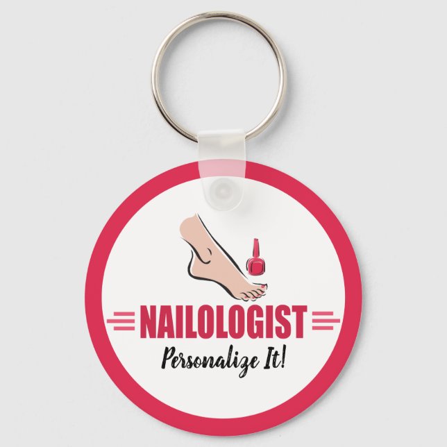 Humourous Pedicure Pink Polish Nail Salon Key Ring (Front)