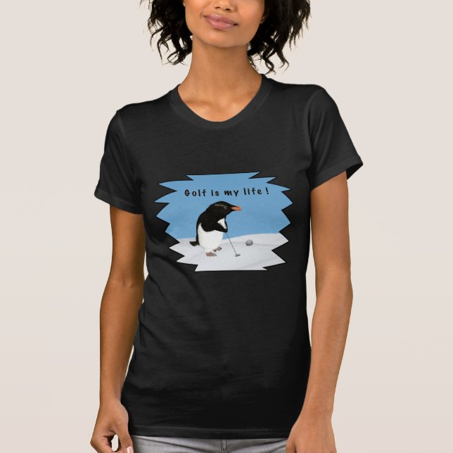 Humourous Penguin Playing Golf T-Shirt (Front)