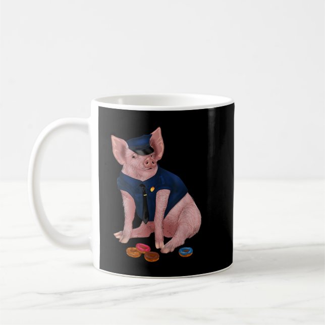 Humourous Police Doughnut Pig Cop For Policemen Sh Coffee Mug (Left)