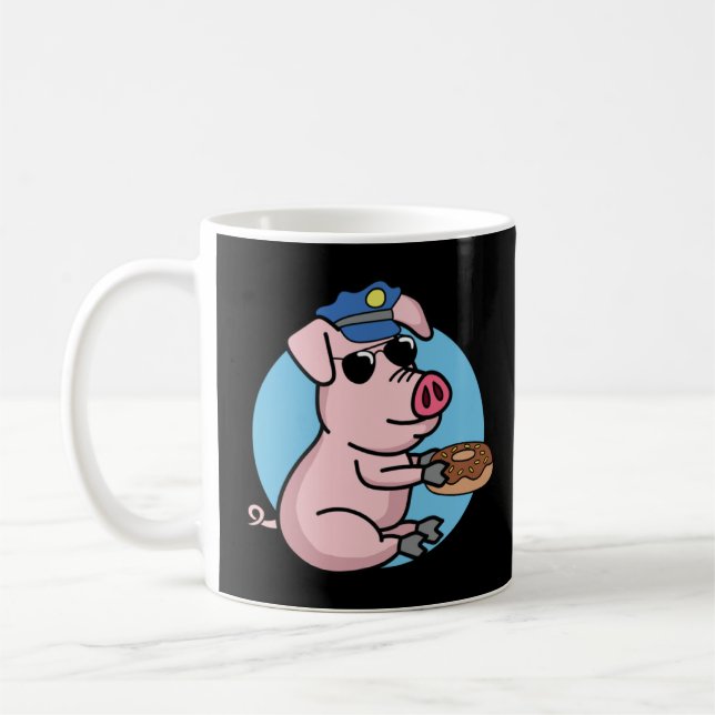 Humourous Police Doughnut Pig Cop Policemen Sherif Coffee Mug (Left)