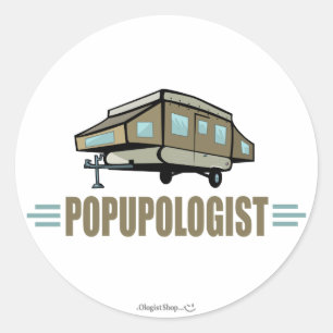 Humourous Pop Up Camper Classic Round Sticker