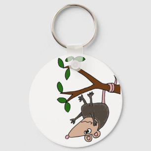 Humourous Possum Dangling from Tree Key Ring