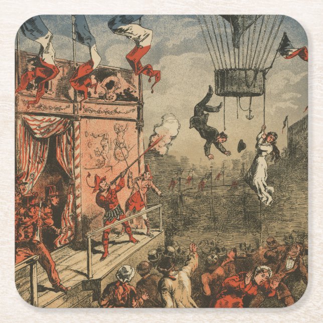 Humourous Print Of A Theatrical Performer Square Paper Coaster (Front)