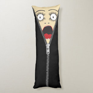 Humourous printed fake zipper body cushion