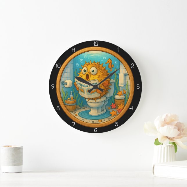 Humourous Pufferfish Bathroom Clock (Home)
