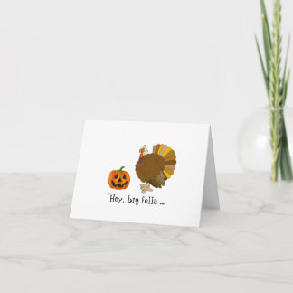 Humourous Pumpkin and Turkey Thanksgiving Card