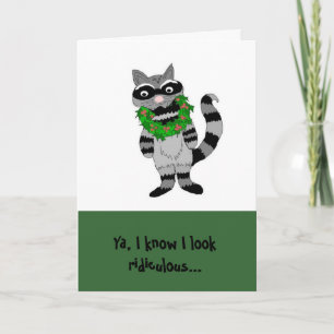 Humourous Racoon Christmas Holiday Card