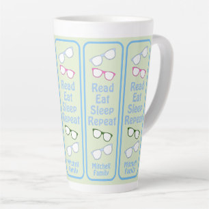 Humourous Read Eat Sleep Repeat Eyeglasses NAME Lg Latte Mug