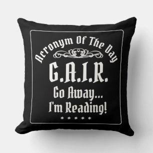 Humourous Reading Acronym Black And White Cushion