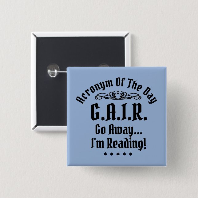 Humourous Reading Acronym Black Text 15 Cm Square Badge (Front & Back)
