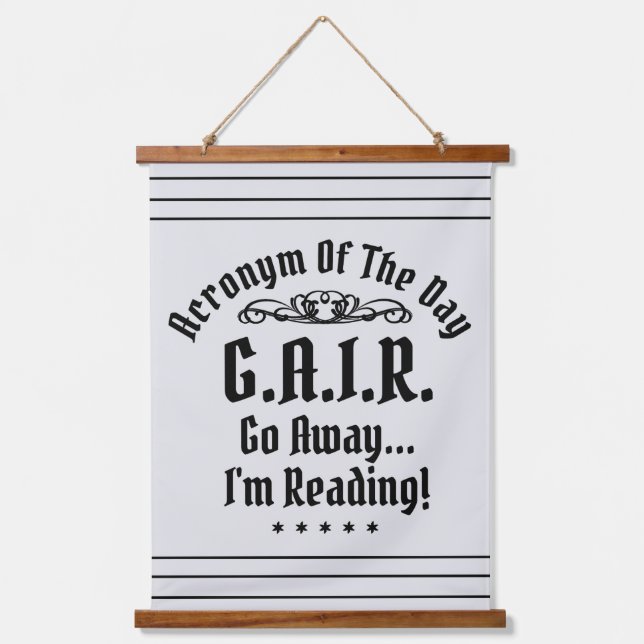 Humourous Reading Acronym Black Text Hanging Tapestry (Front)