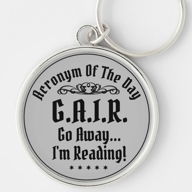 Humourous Reading Acronym Black Text Key Ring (Front)