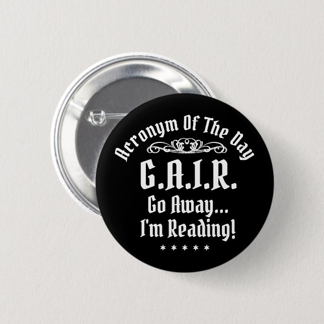 Humourous Reading Acronym White Text 6 Cm Round Badge (Front & Back)