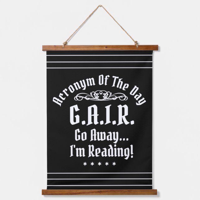 Humourous Reading Acronym White Text Hanging Tapestry (Front)