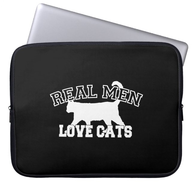 Humourous Real Men Love Cats Laptop Sleeve (Front)