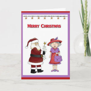 Humourous Red Hat Woman Christmas Card