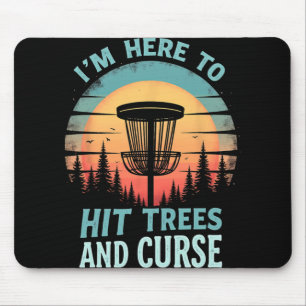 Humourous Retro Disc Golf - Tree Hitting Curse Mouse Pad