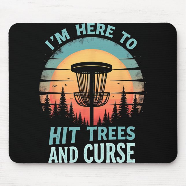 Humourous Retro Disc Golf - Tree Hitting Curse  Mouse Pad (Front)