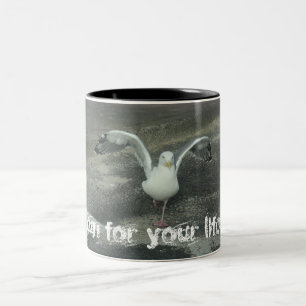 Humourous runners running seagull slogan Two-Tone coffee mug