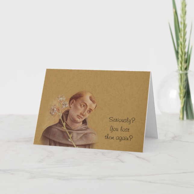 Humourous Saint Anthony of Padua Lily Card (Front)