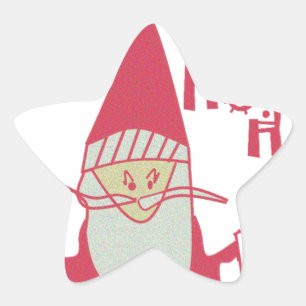 Humourous Santa with Festive Ho Ho Ho Star Sticker