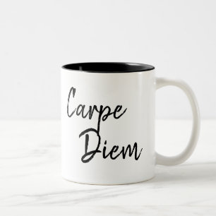 humourous saying   carpe diem   coffee Two-Tone coffee mug