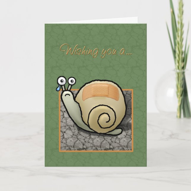 Humourous snail "Speedy recovery" card (Front)