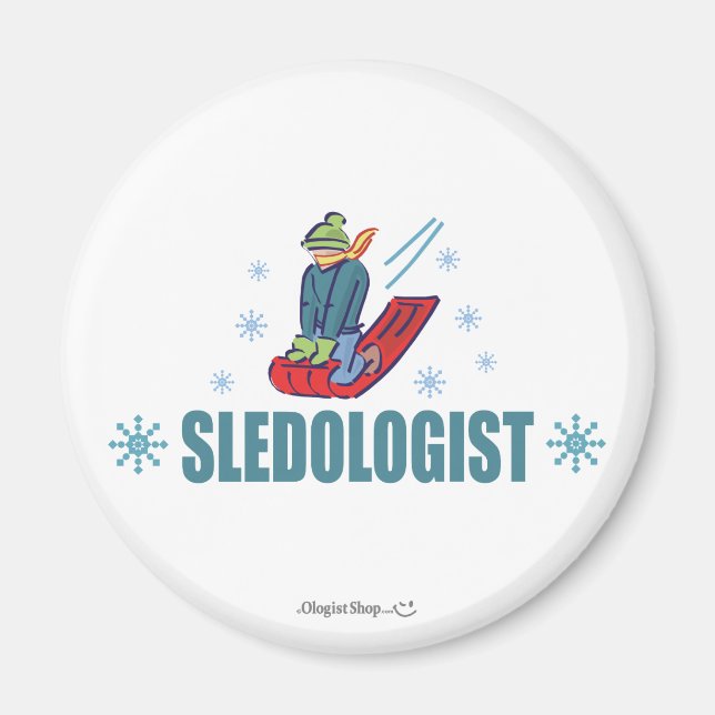 Humourous Snow Sledding Magnet (Front)